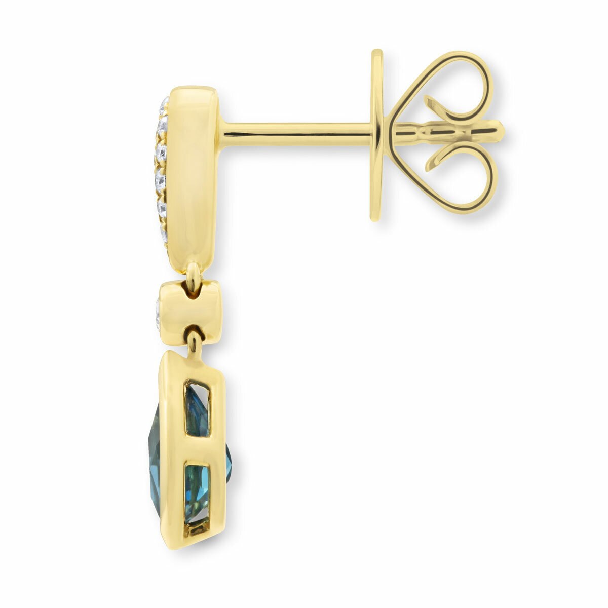 Pear Cut Blue Topaz & 0.13ctw Diamond Earrings, 18ct Yellow Gold