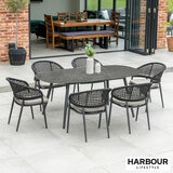 Harbour Lifestyle 7 Piece Oval Ceramic Dining Set in Truffle