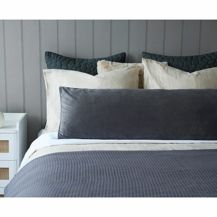 Belledorm Dark Grey Velvet Long Bolster Cushion, 43 x 120 cm Belledorm Dark Grey Velvet Long Bolster Cushion, 43 x 120 cm