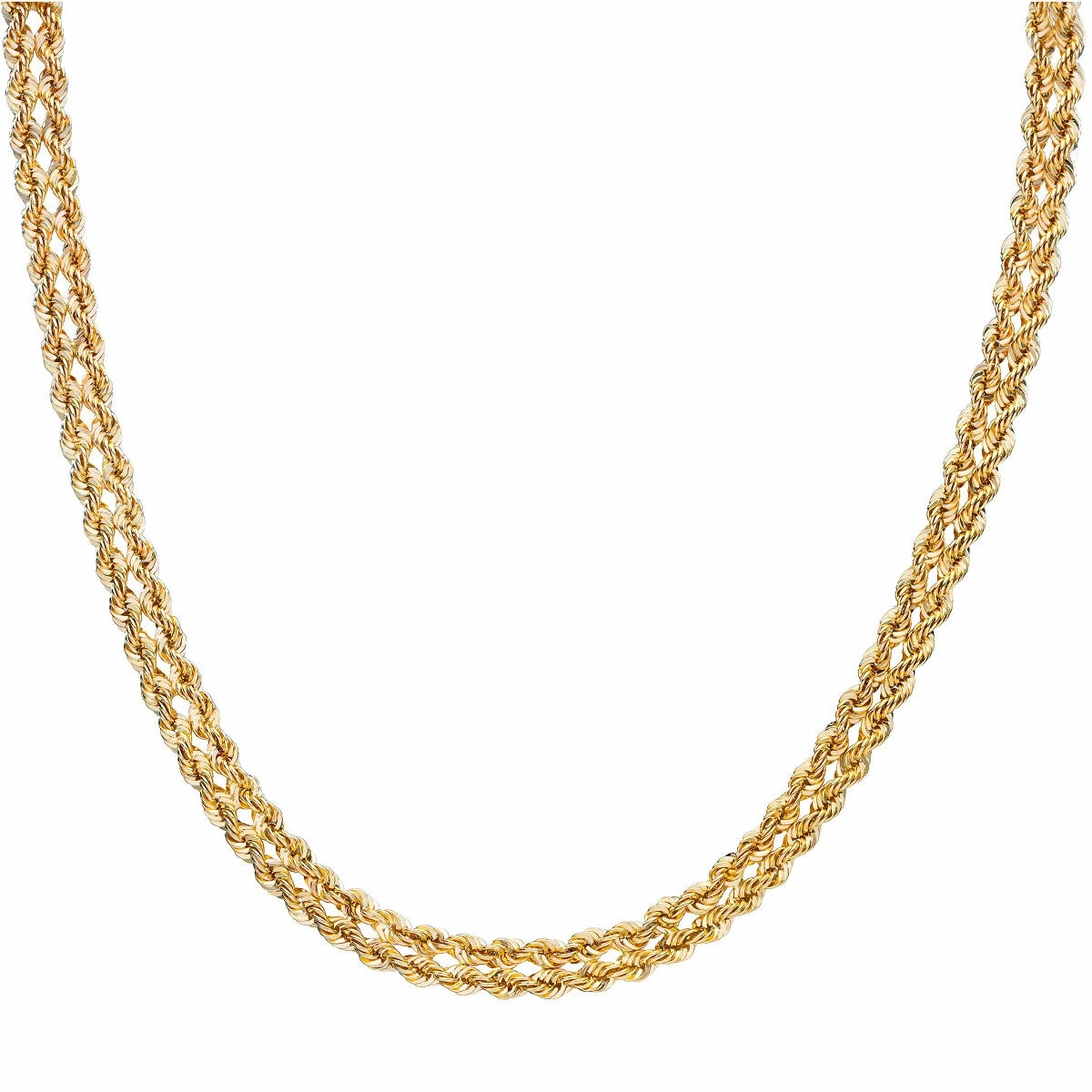 Double Rope Necklace, 14ct Yellow Gold Double Rope Necklace, 14ct Yellow Gold