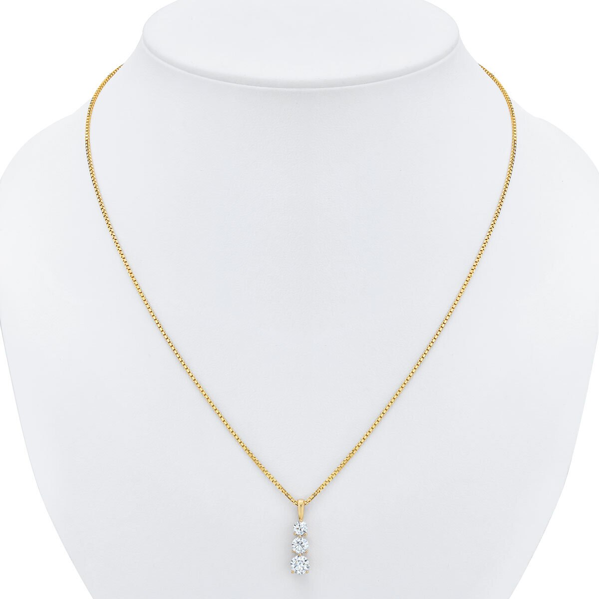 1.00ctw Round Brilliant Cut 3 Stone Diamond Pendant, 14ct Yellow Gold