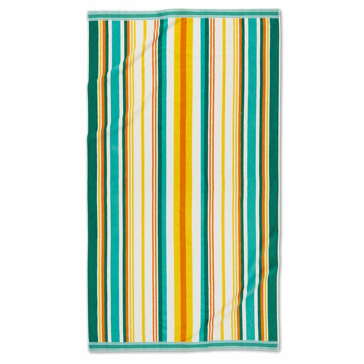 Oversized 100% Cotton Teal Striped Beach Towel