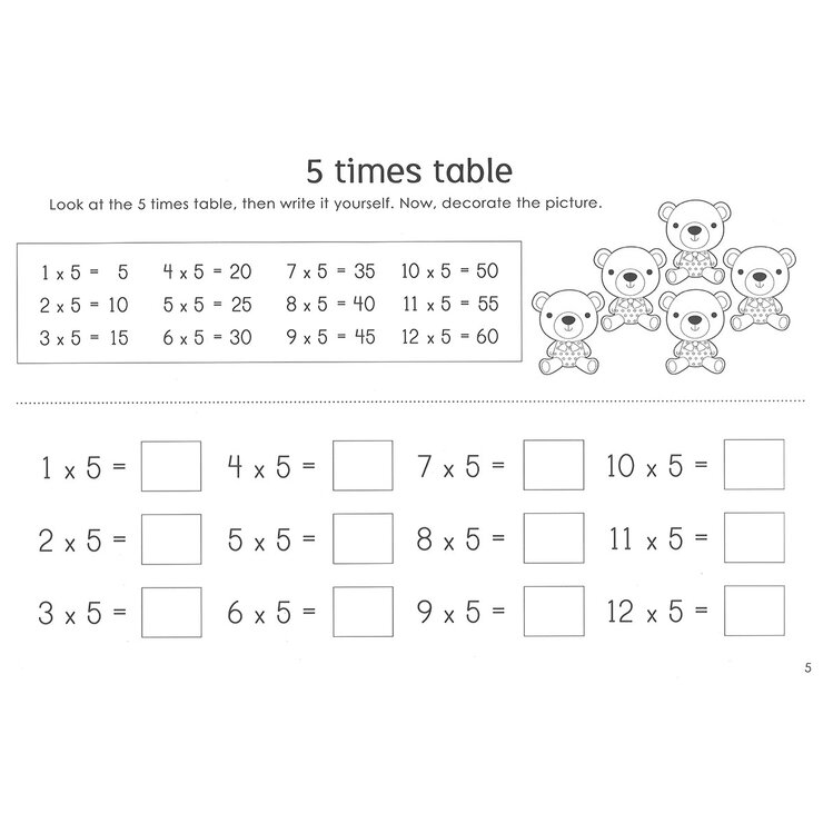 Page spread of Times Table