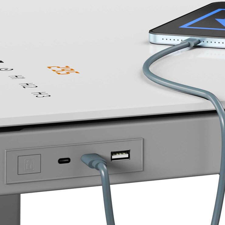 Tresanti Geller Power Adjustable Height Tech Desk, White