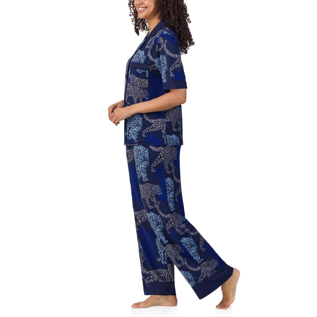 DKNY Ladies Notch Collar 3 Piece PJ Set in Animal Print