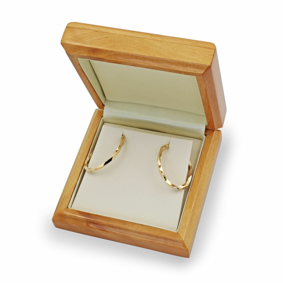 14ct Yellow Gold Twisted Square Hoop Earrings