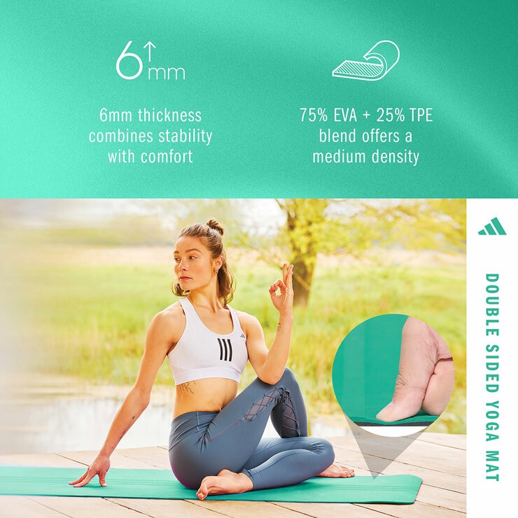 Infographic demonstrating the 6mm thickness of the double sided mat Infographic demonstrating the 6mm thickness of the double sided mat