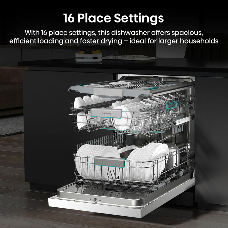 Hisense HS673A90WUK, 16 Place Settings Dishwasher, A Rated in White