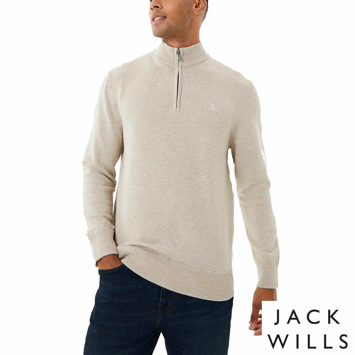 Jack Wills Men's Funnel Neck 1/2 Zip Sweater Jack Wills Men's Funnel Neck 1/2 Zip Sweater