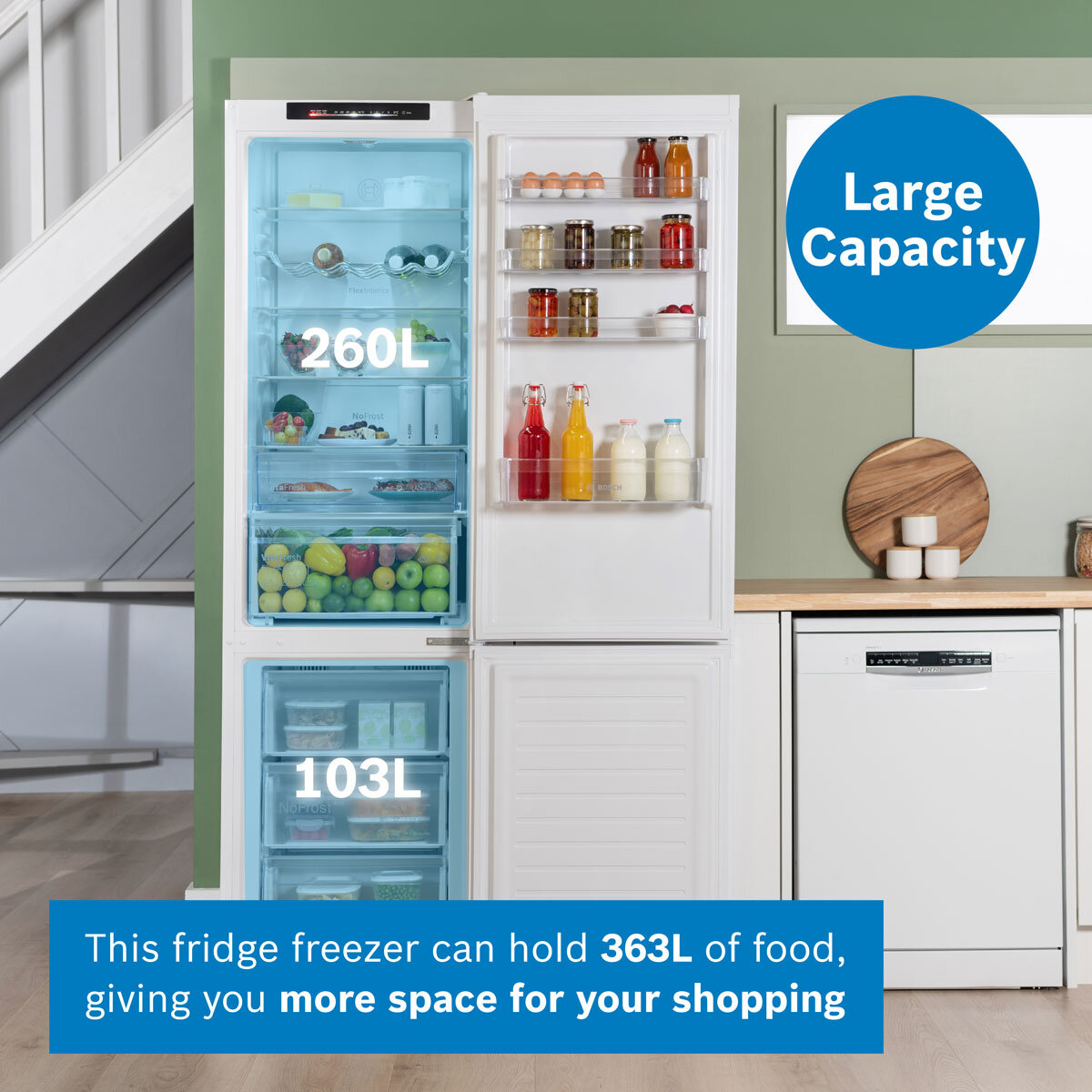 Bosch Series 4 KGN392WDFG Fridge Freezer D Rated in White