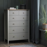 Bentley Designs Whitby Scandi Oak & Grey 4+2 Drawer Chest of Drawers