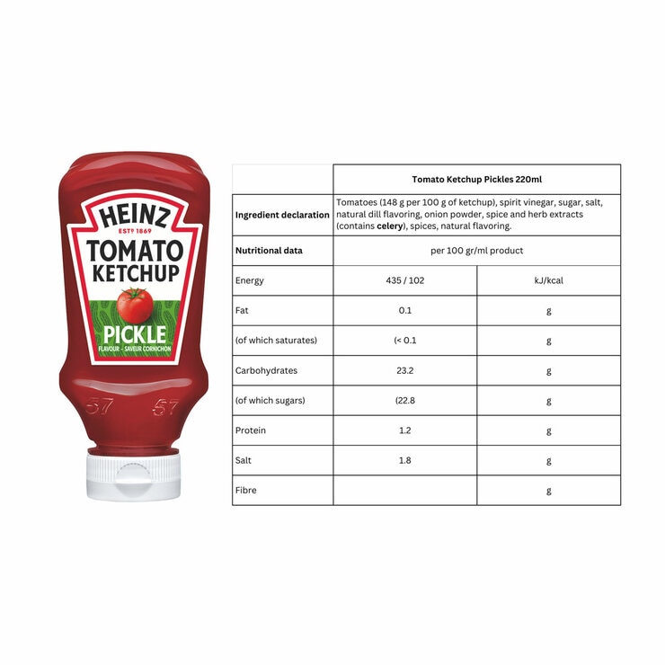 Heinz Ketchup Pickle Flavour 220ml and Ingredients info