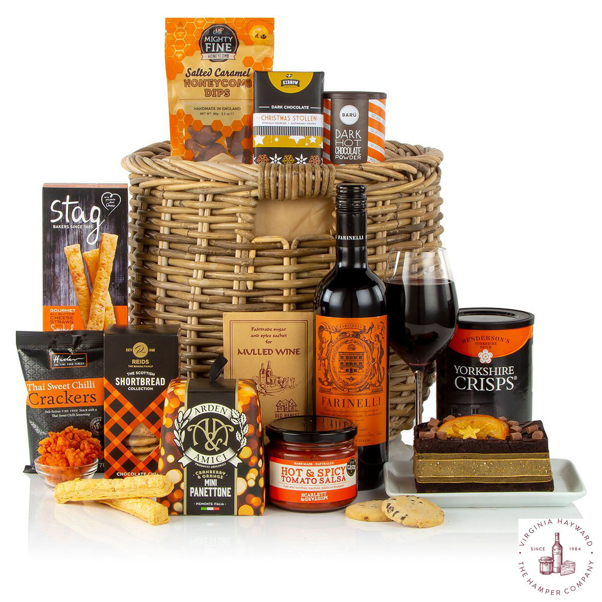 Image showcasing the items included in the Fireside Feast hamper