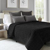 Safdie Crushed Velvet Black Throw , 234 x 244 cm