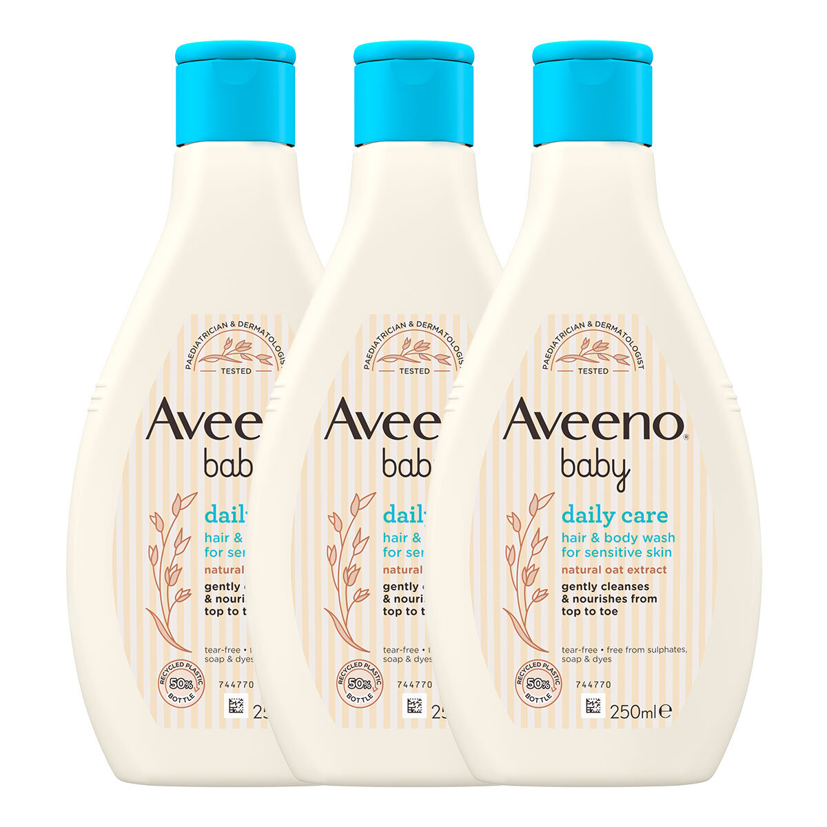 Aveeno Baby Hair & Body Wash, 3 x 400ml
