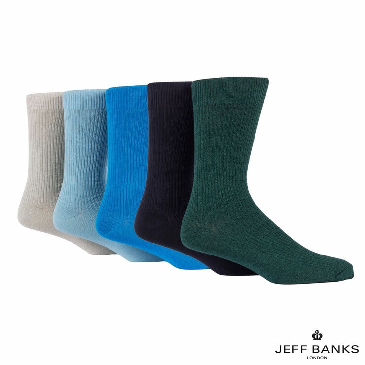 Jeff Banks Men's Ribbed Sock 10 Pack in Blue Jeff Banks Men's Ribbed Sock 10 Pack in Blue