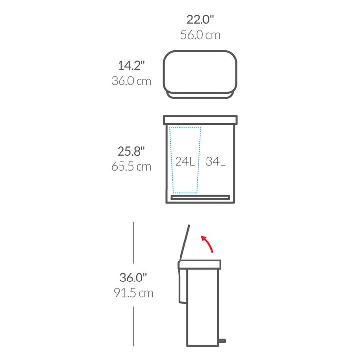 simplehuman 58L Dual Compartment Pedal Bin