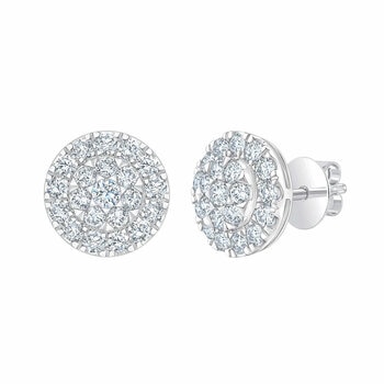 1.00ctw Round Brilliant Cut Diamond Earrings, 14ct White Gold