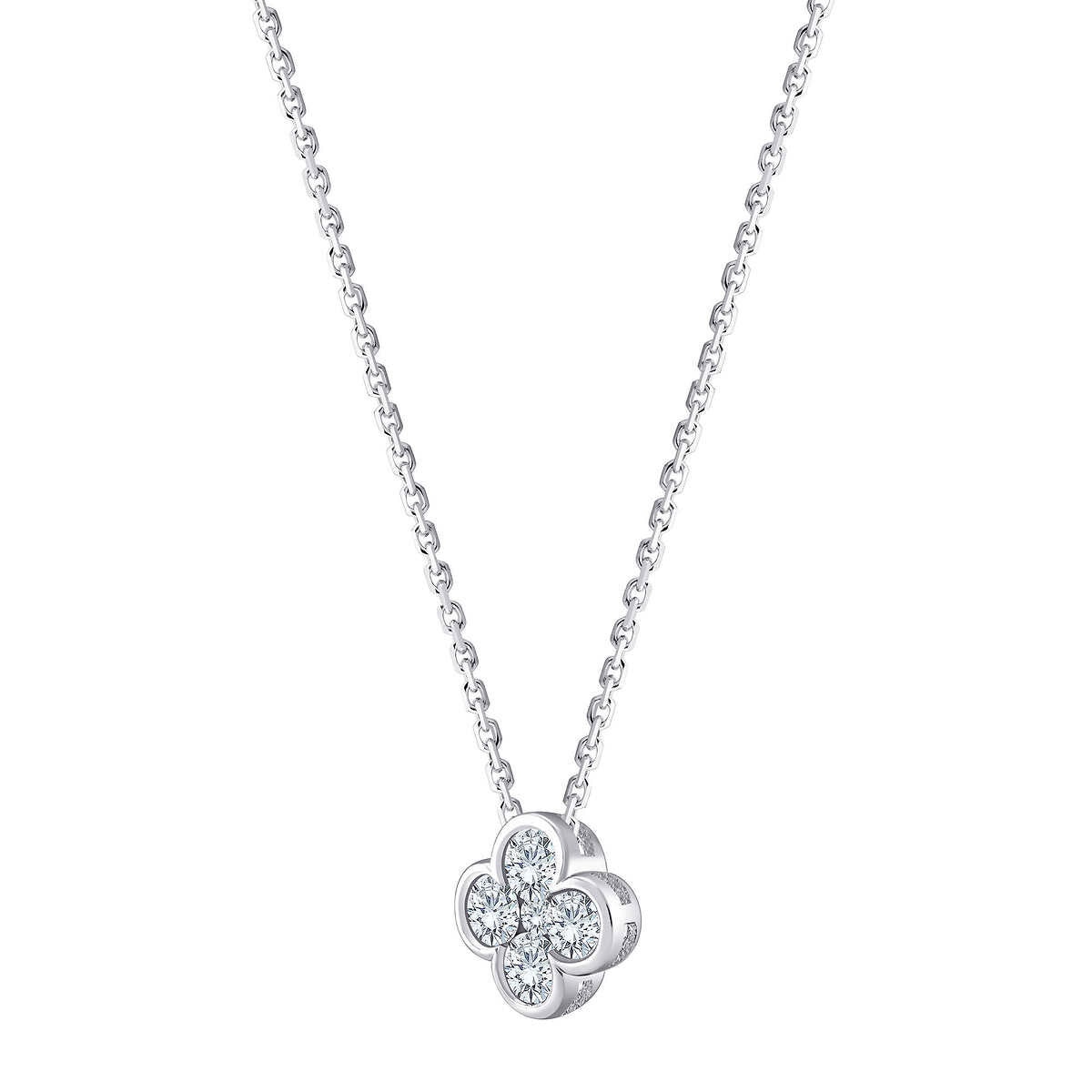 0.50ctw Round Brilliant Cut Diamond Clover Pendant 14ct White Gold