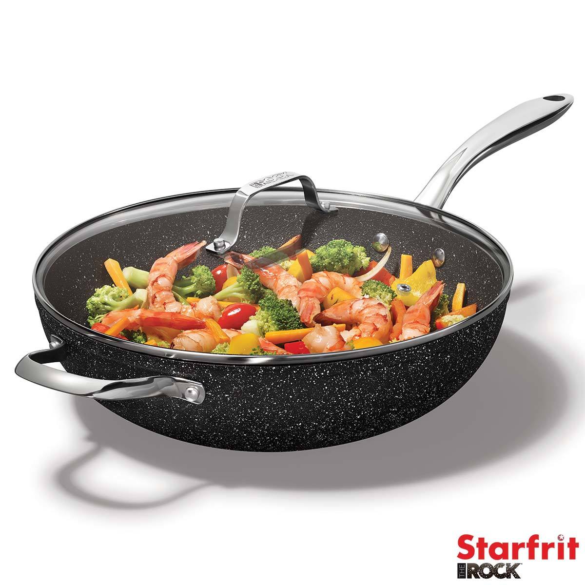 Starfrit The Rock 32cm Wok with Glass Lid