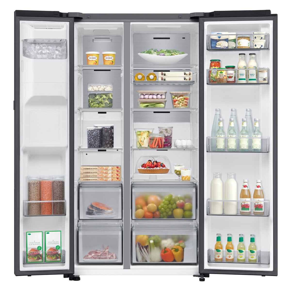 Samsung Bespoke RS80F66KBFEU Side by Side Fridge Freezer, B Rated in Black