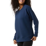 32 Degrees Ladies Sueded Tech Crewneck in Navy