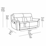 Oscar Grey Fabric Power Reclining Large 2 Seater Sofa with Power Headrest
