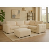 Harper Cream 5 Piece Modular Fabric Sofa with Ottoman