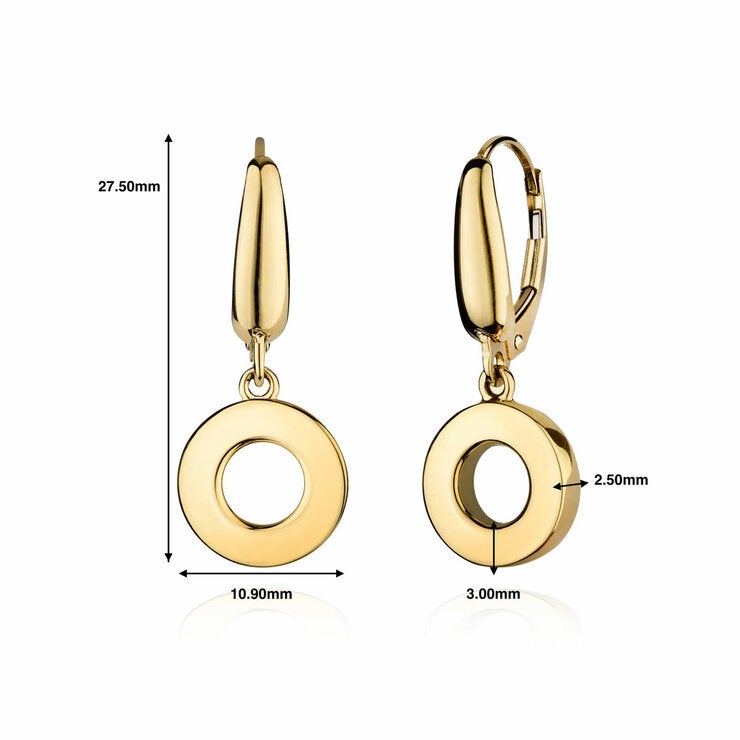 14ct Yellow Gold Circle Dangle Earrings