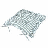 Wylder Millie Ruffle Blue Striped Indoor Outdoor Seat Pad 2 Pack, 40 x 40 cm