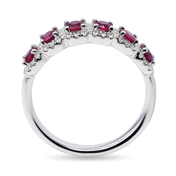 Round Cut Ruby & 0.30ctw Diamond Ring, 14ct White Gold Round Cut Ruby & 0.30ctw Diamond Ring, 14ct White Gold
