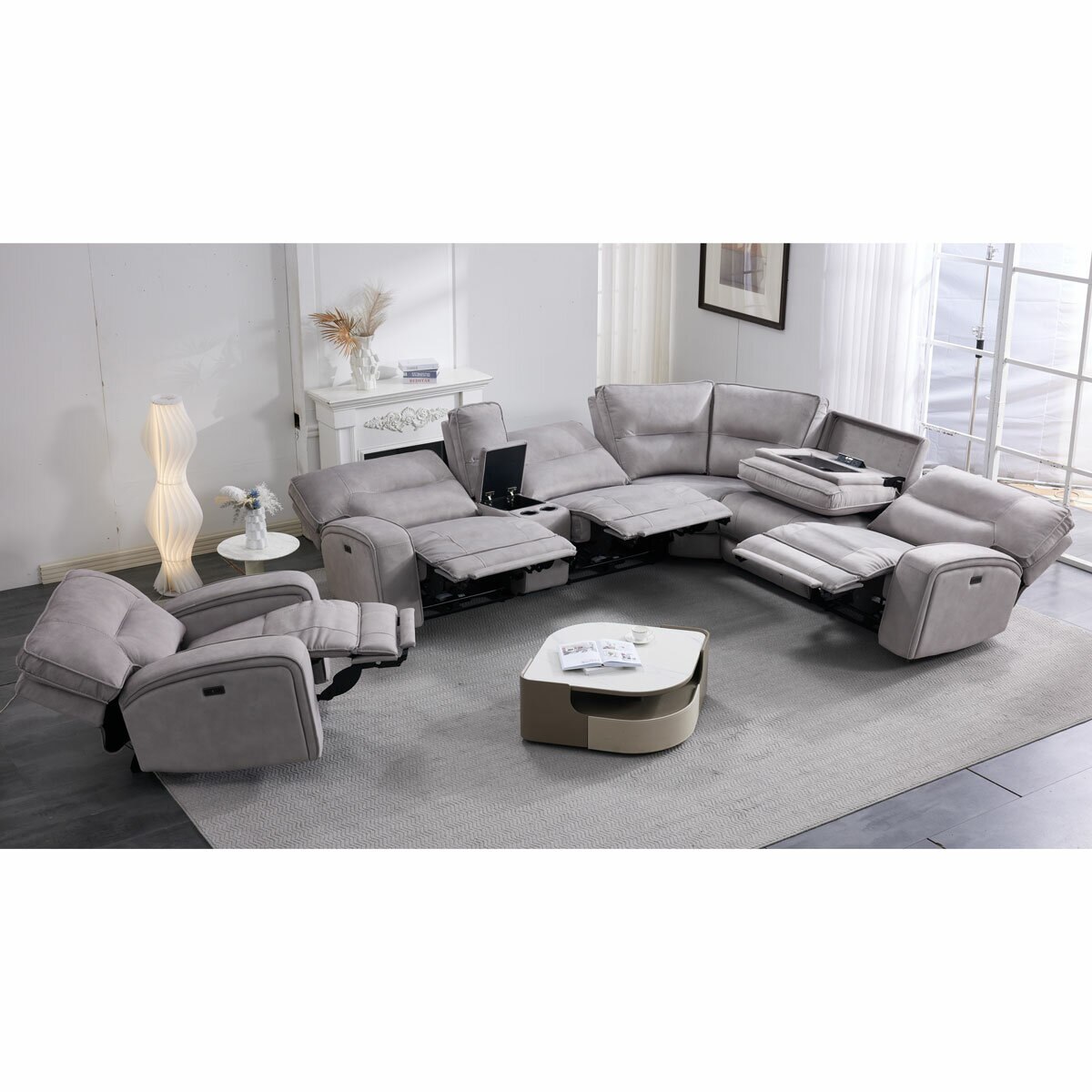 Excalibur Grey Fabric Power Recliner Armchair