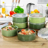 Signature Stoneware Bowls with Lids in 2 Colours, 6 Pack