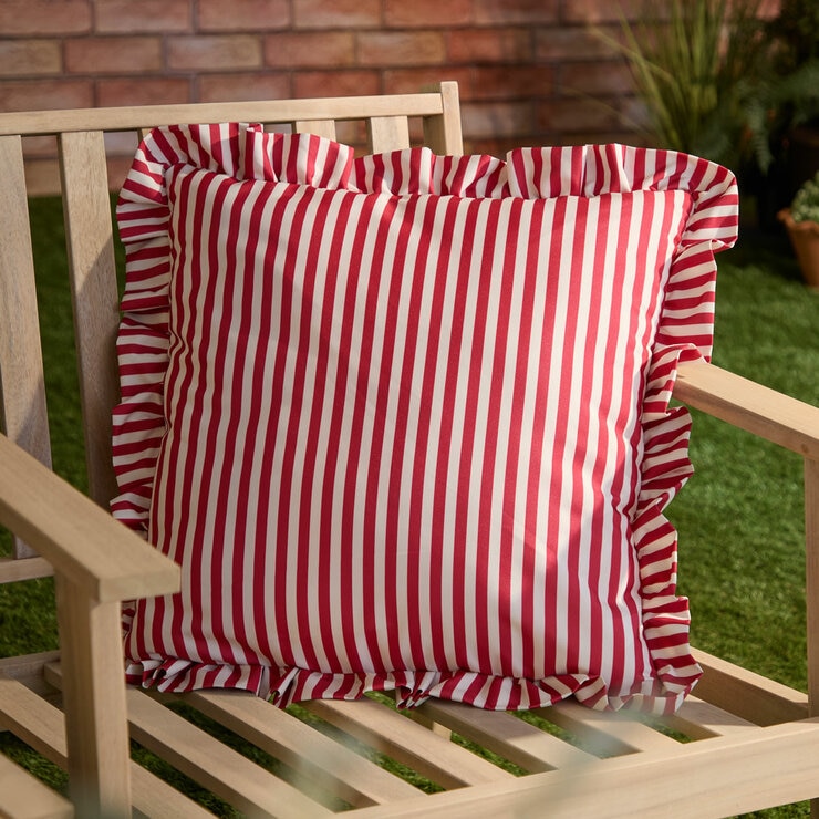 Millie Ruffle Striped Outdoor Cushion
