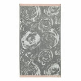 Grey towel with white rose pattern, light pink borders, and “TED BAKER” branding in the corner
