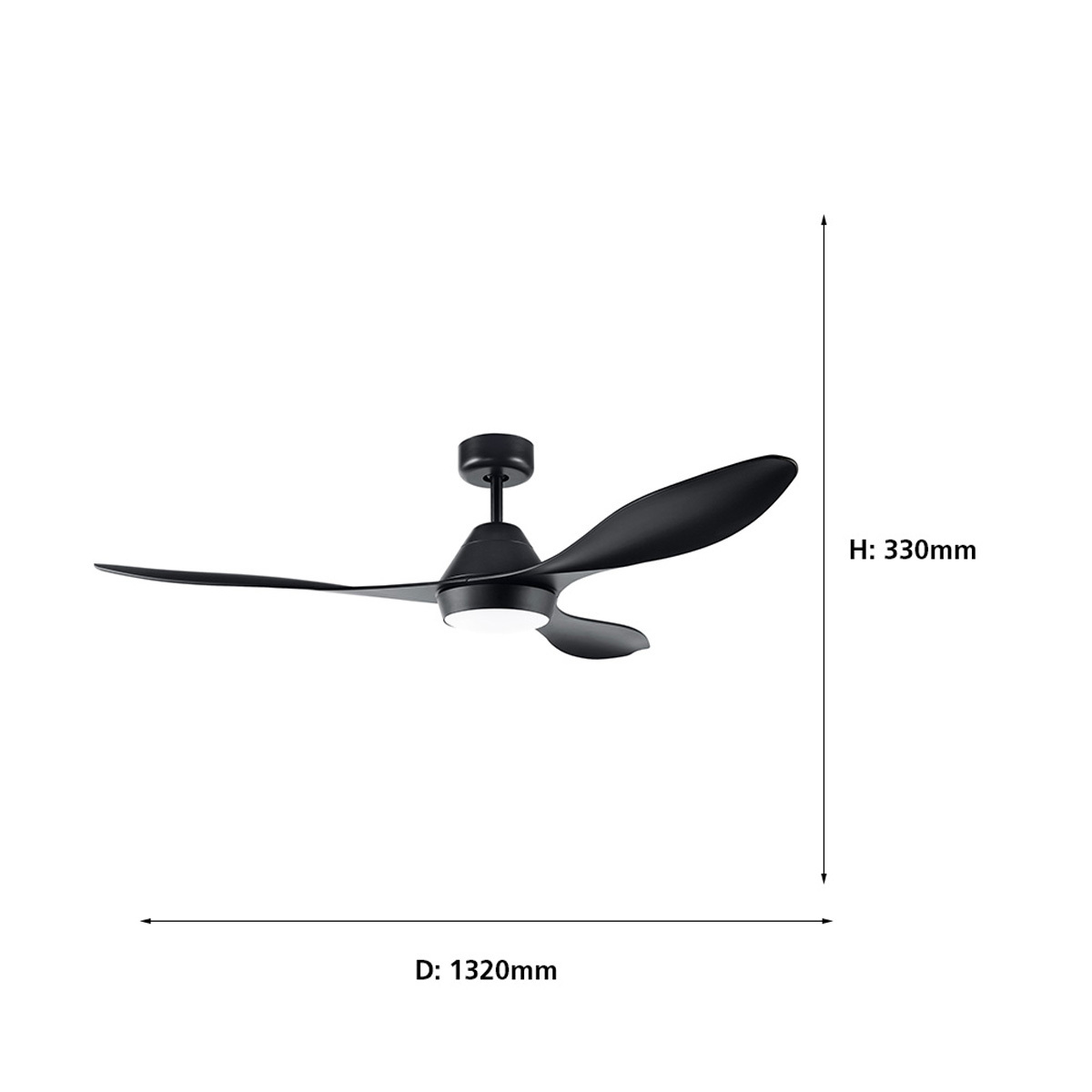 Eglo Antibes 3 Blade (132cm) Indoor Ceiling Fan with DC Motor, LED Light and Remote Control available in Black
