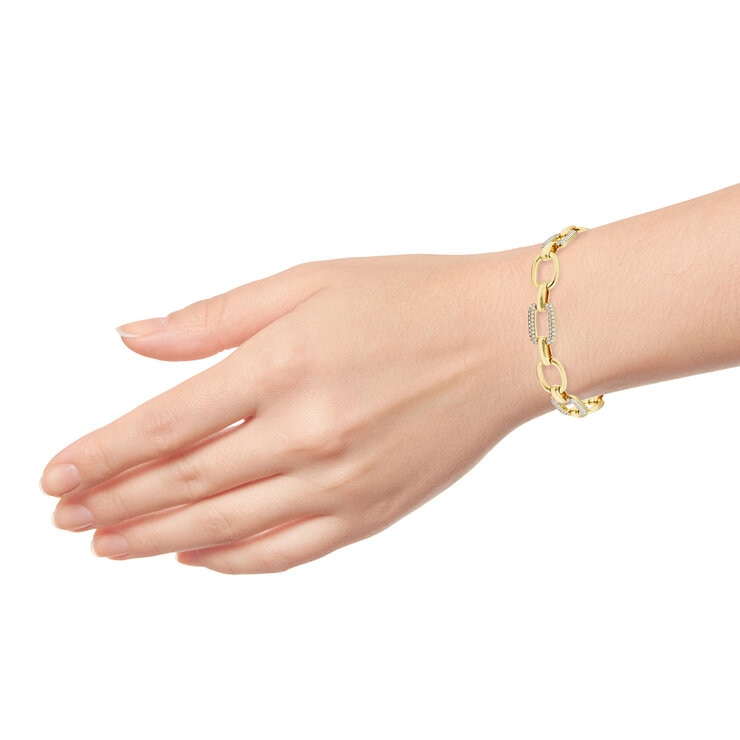 1.06ctw Round Brilliant Cut Diamond Paperclip Bracelet, 14ct Yellow Gold 1.06ctw Round Brilliant Cut Diamond Paperclip Bracelet, 14ct Yellow Gold