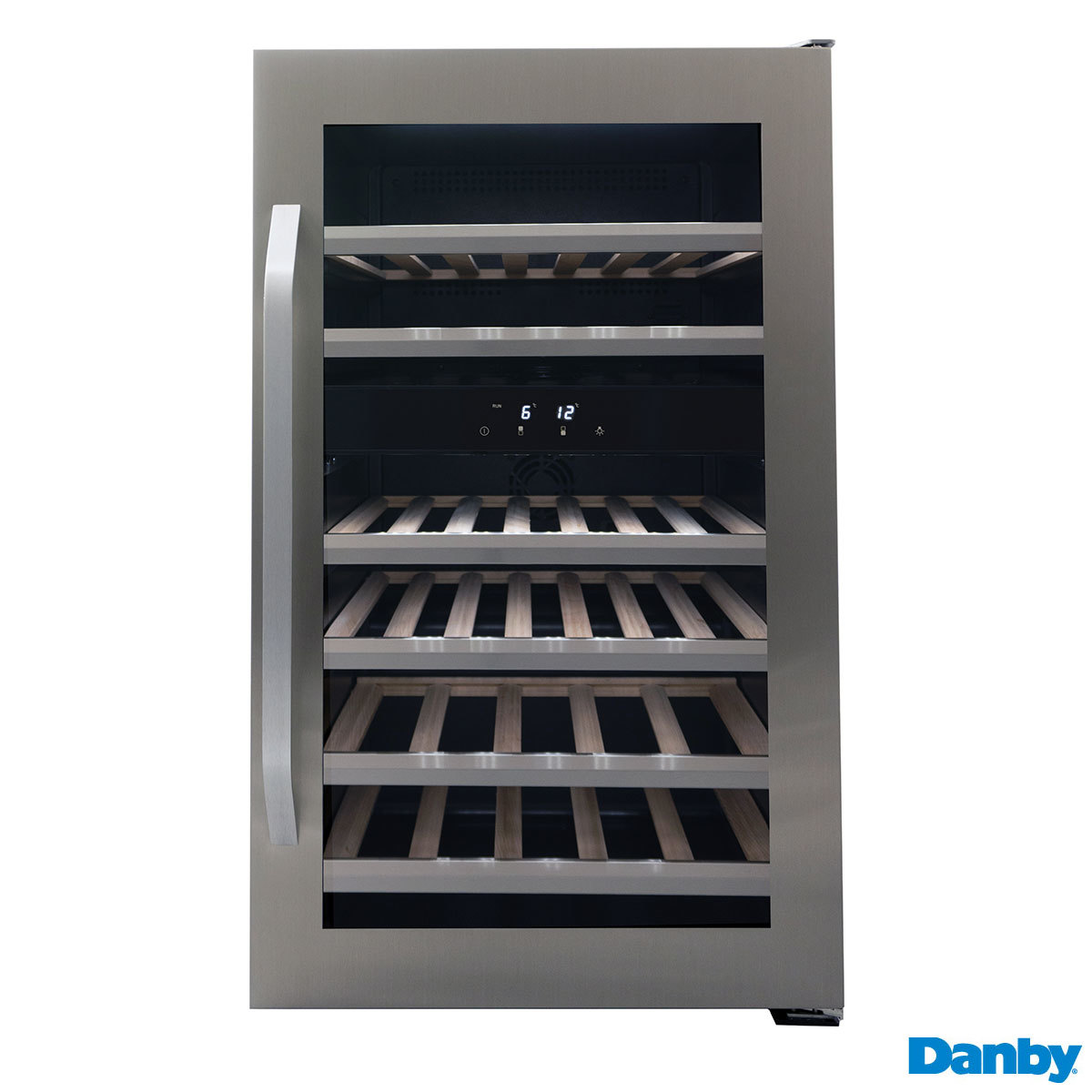 Danby DWC114KD1BSS, 38 Bottle Freestanding, Dual Zone Wine Cooler in Stainless Steel
