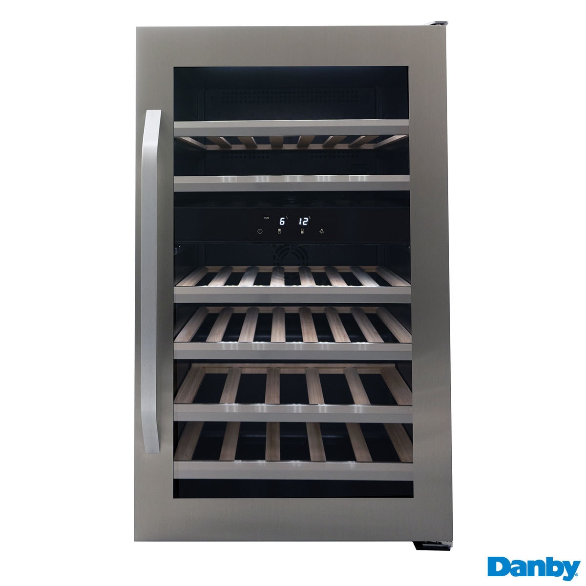 Danby DWC114KD1BSS, 38 Bottle Freestanding, Dual Zone Wine Cooler in Stainless Steel