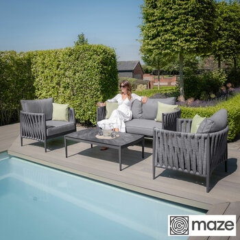 Maze Milan 4 Piece Deep Seating Patio Set in Charcoal