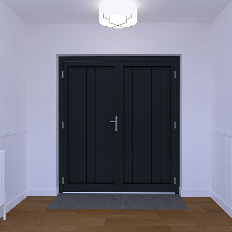 Dortech Double Knaresborough Aluminium Front Door with Lever Handle: Maximum H 2400 x W 1790mm, Available in 2 Colours