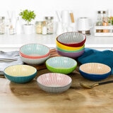signature houseware stoneware bowls without food in kitchen