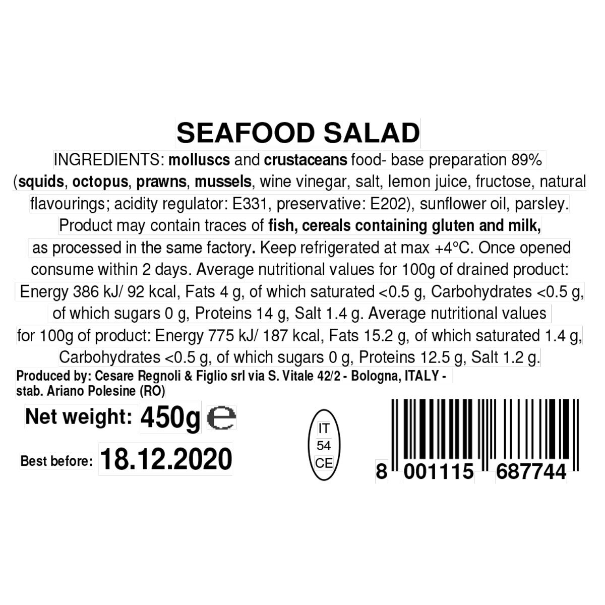Label for Medusa Seafood Cocktail 450g