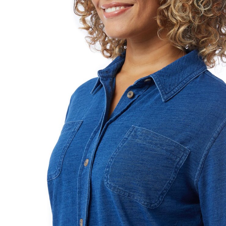 32 Degrees Stretch Cotton Shirt in Denim Blue - Medium