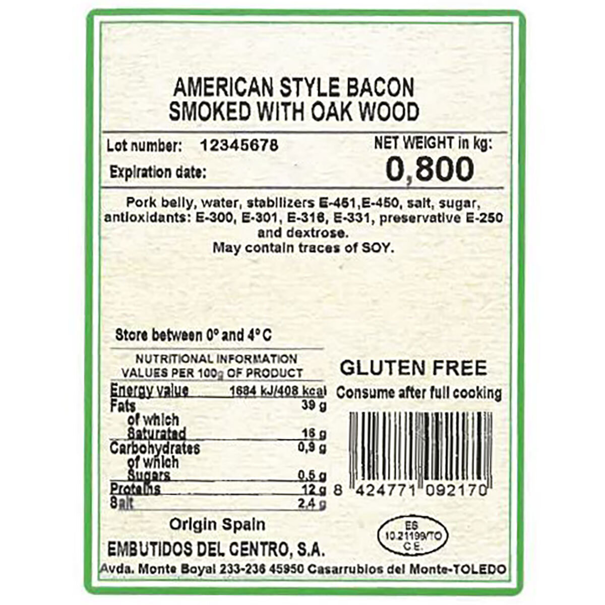 Saboremsa American Style Bacon, 800g