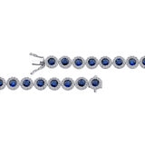 Round Cut Blue Sapphire & 1.80ctw Diamond Bracelet, 18ct White Gold