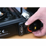 Lifestyle image of someone locking the gas cartridge