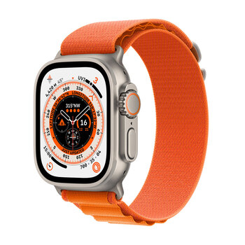 Apple Watch Ultra GPS + Cellular, 49mm Titanium Case with Orange Alpine Loop