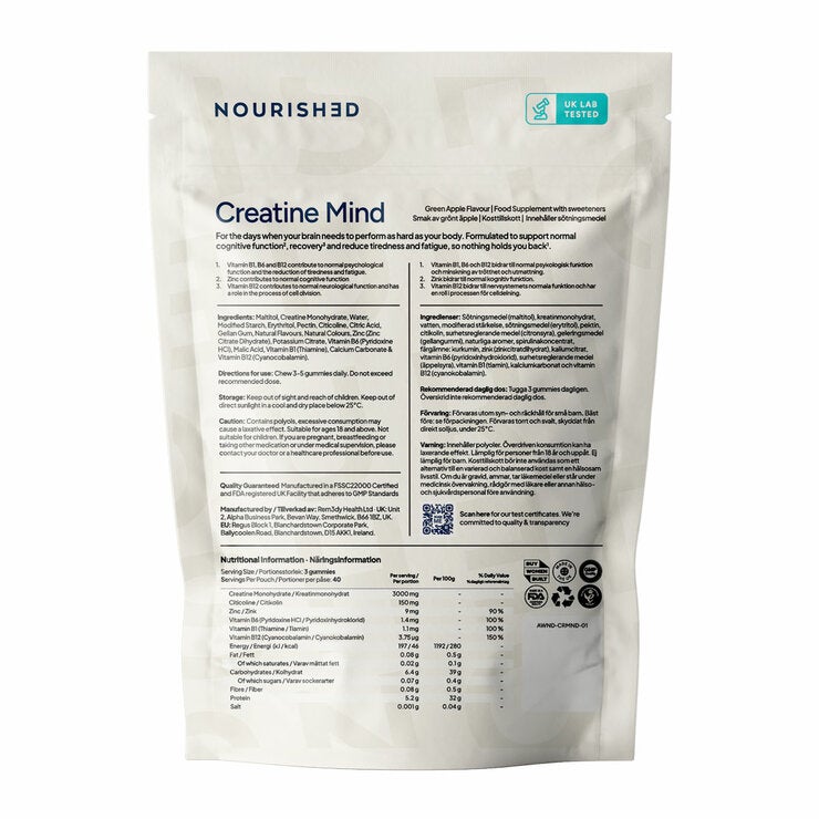 NOURISH3D Creatine Gummies, Green Apple 120 Count 664115