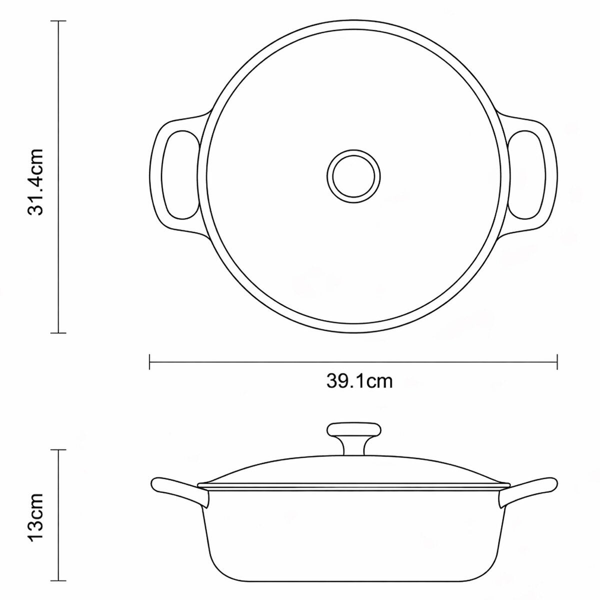 Tramontina Enamel Cast Iron Shallow Casserole Dish, 30cm / 3.8L in 2 Colours